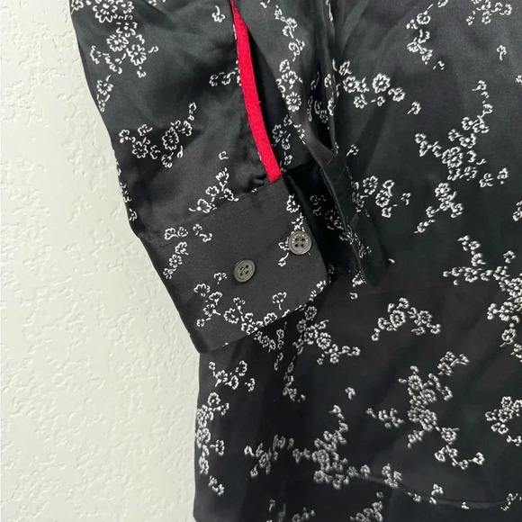 Equipment Natalia Tie Neck 100% Silk Black/White Floral Whimsical Tiered Dress - Picture 8 of 10